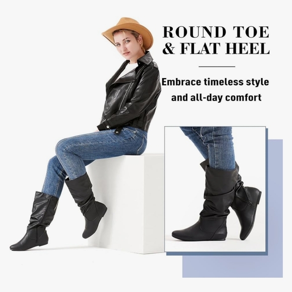 Katliu Slouchy Mid-Calf Boots Women's 41(9.5) NIB - Picture 4 of 16